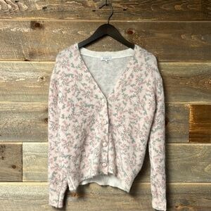 Alpaca & Mohair Italian Bartolini Cardigan Cottagecore M Pink Floral